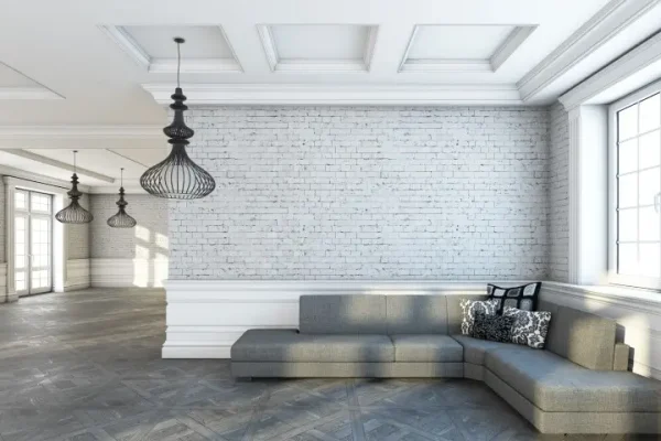 Grey Sofa in Big Living Room