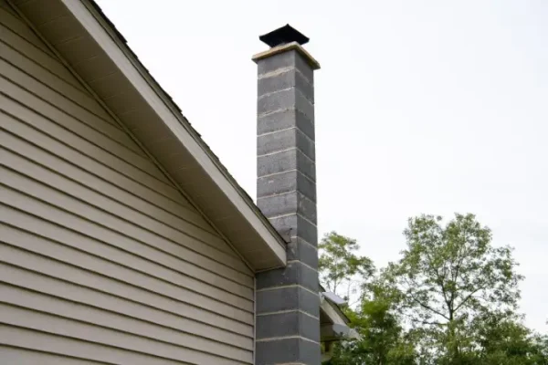 chimney from chimney from the fireplace outside house rooftop heat a fireplace made of block.